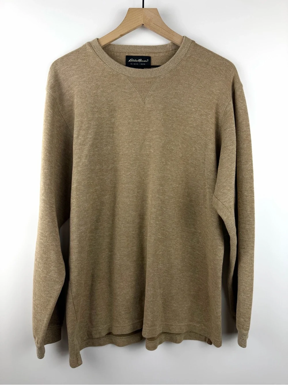 Eddie Bauer Men’s Khaki Pullover Classic Capsule Sweater 100% Cotton Medium